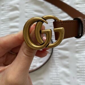 Gucci Tan Leather Belt with Gold Buckle